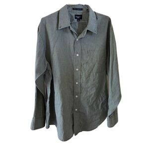 Haggar Green Wrinkle Resistant Men's Long Sleeve Shirt with Pocket